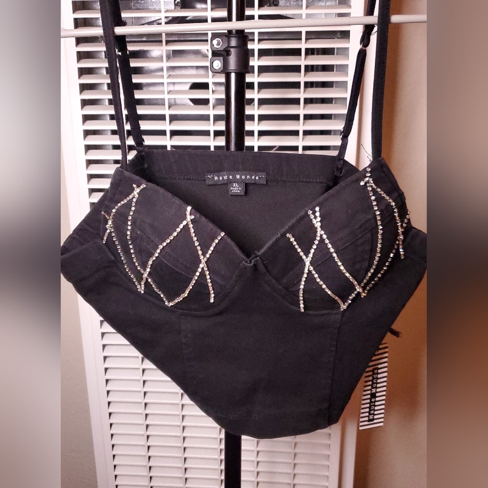 Black Rhinestone bustier top